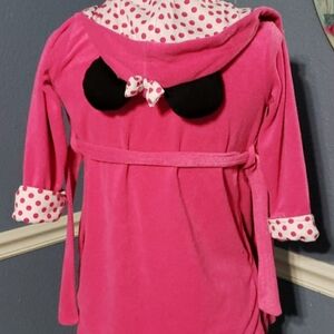 Pink Polka Dot Hooded Robe with Bow